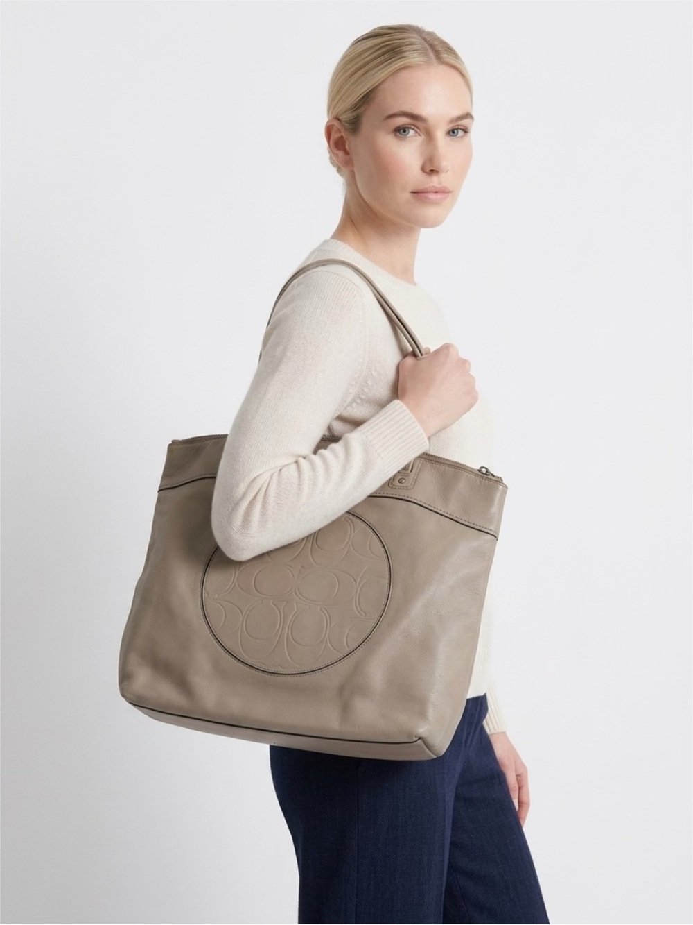 Coach Laura Signature Embossed Leather Large Tote